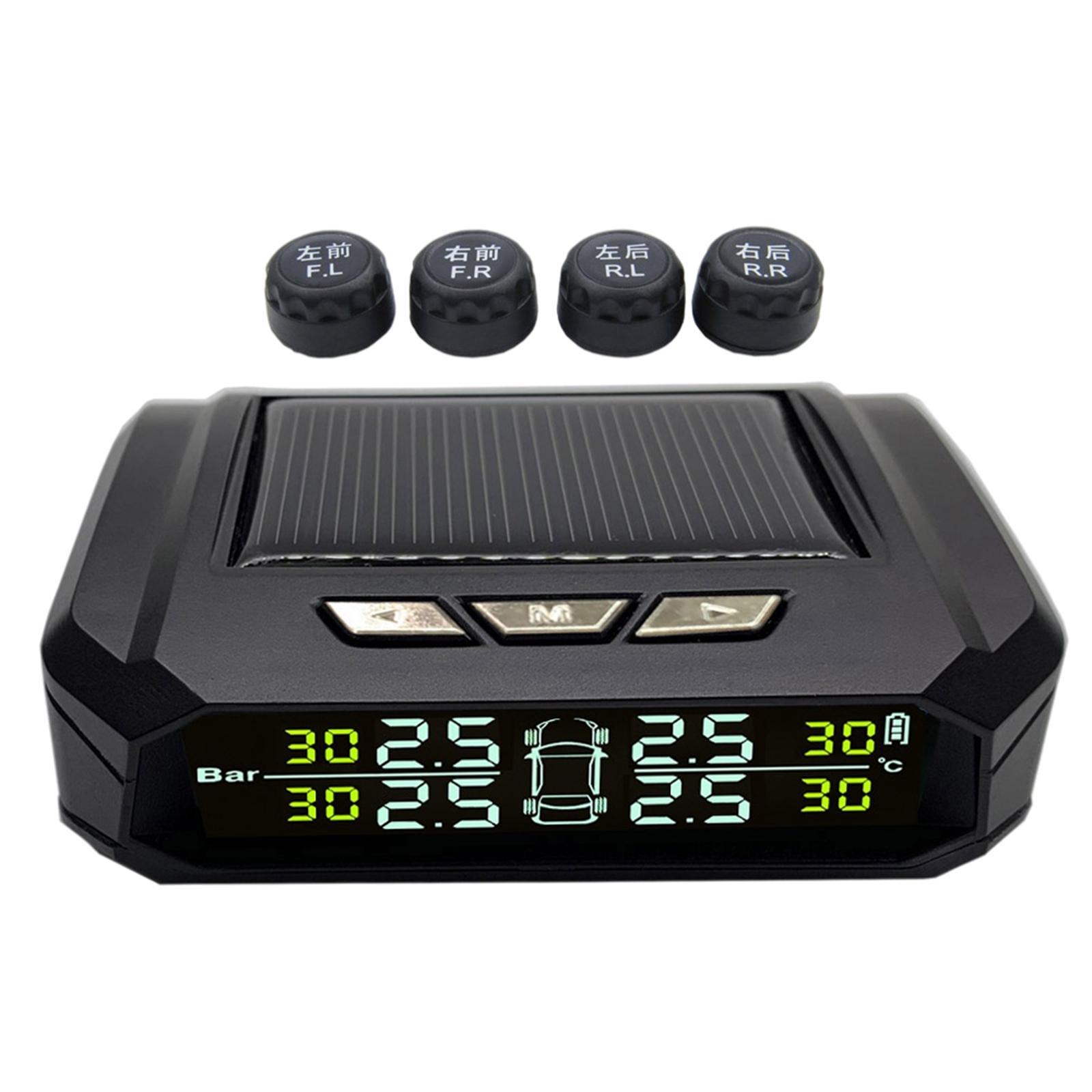 Tire Pressure  System Solar USB LCD Display External Sensors