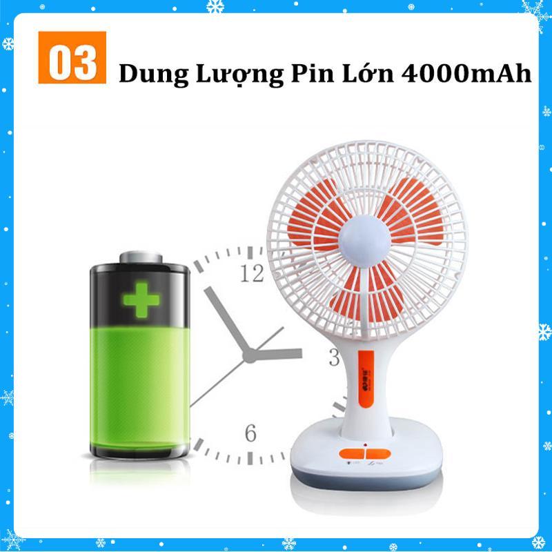 Quạt tích điện ông tây 2 in 1 KM-F0166 kiêm đèn Led gấp gọn đa năng - Hàng Chất Lượng