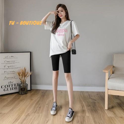 Quần legging lửng thái nâng mông đùi nữ ngố cạp cao lưng thun siêu co giãn