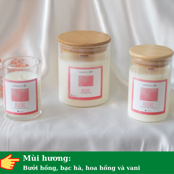 Nến thơm AGAYA candle cup hương bưởi hồng, bạc hà, hoa hồng và vani - Mùi ADORE