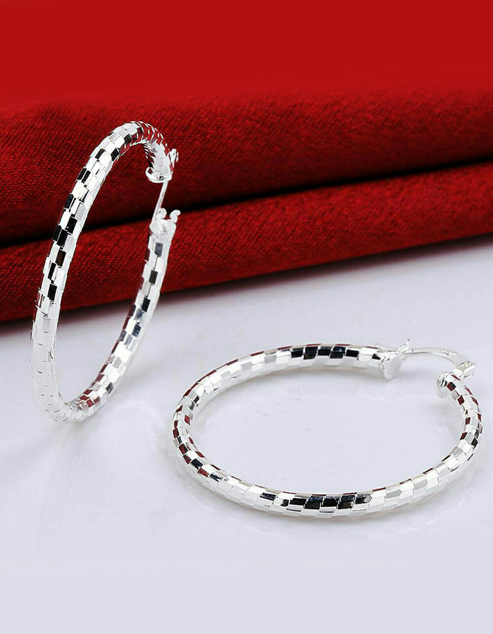 Bông tai tròn lấp lánh mạ bạc BHBT231
