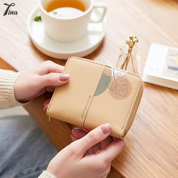 Ví ngắn cầm tay Prettyzys/Pritti 2021 thiết kế in hoa đơn giản