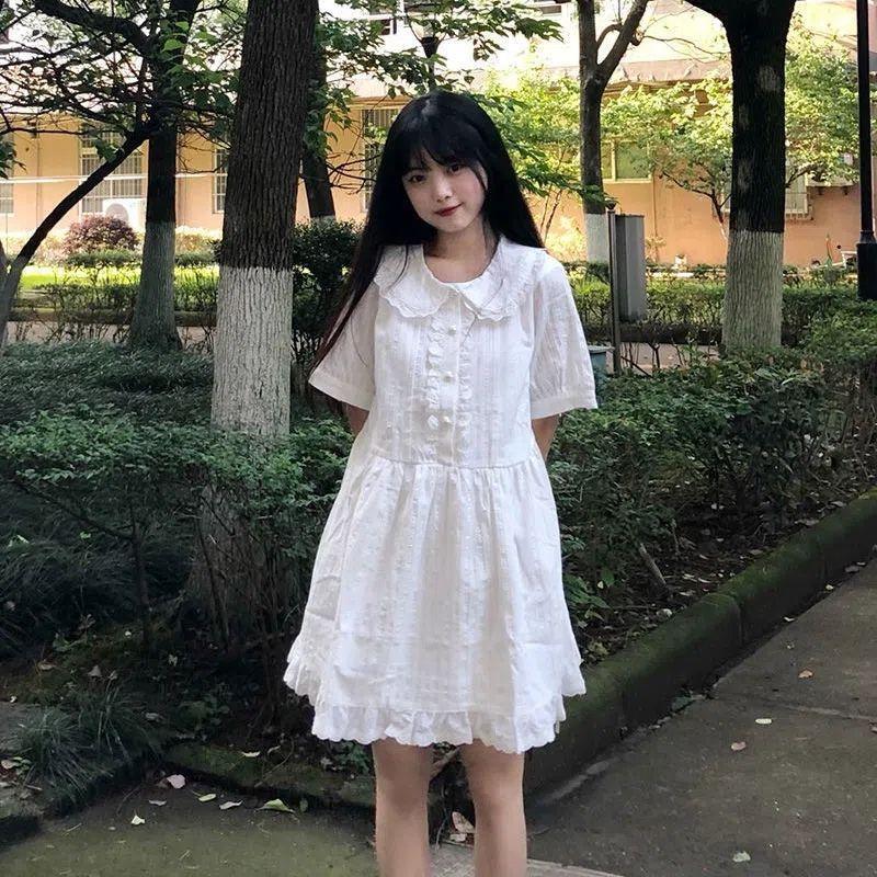 CHENGRUI Ngọt ngào nhỏ tươi trắng nàng tiên đầm mùa hè búp bê cổ ren ren nhỏ mối tình đầu đầm