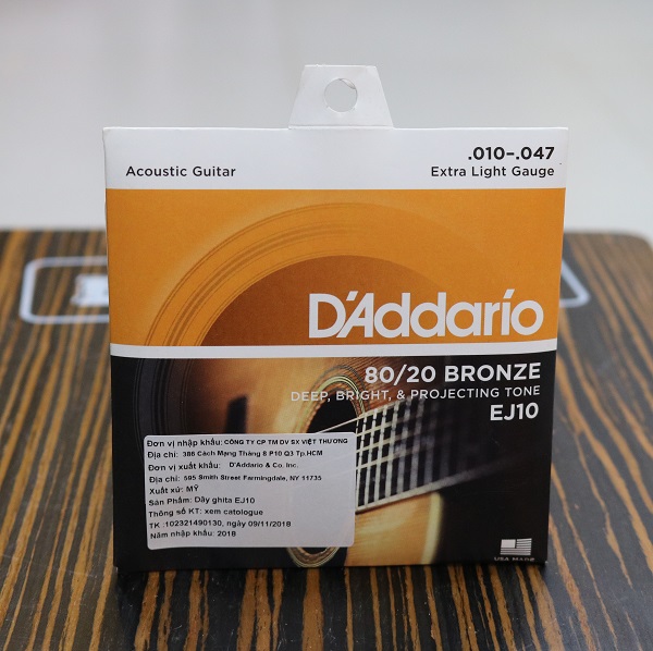 Dây đàn guitar acoustic Daddario EJ10 - Việt Thương Music