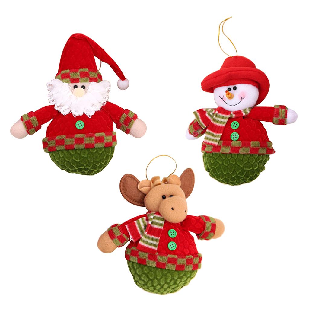 Christmas Santa Snowman Elk Plush Doll Christmas Tree Hanging Decoration A