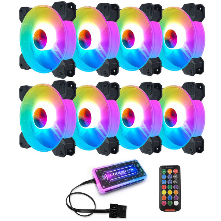 Bộ 8 Quạt + Hub Khiển Coolmoon X RGB - Hàng nhập khẩu