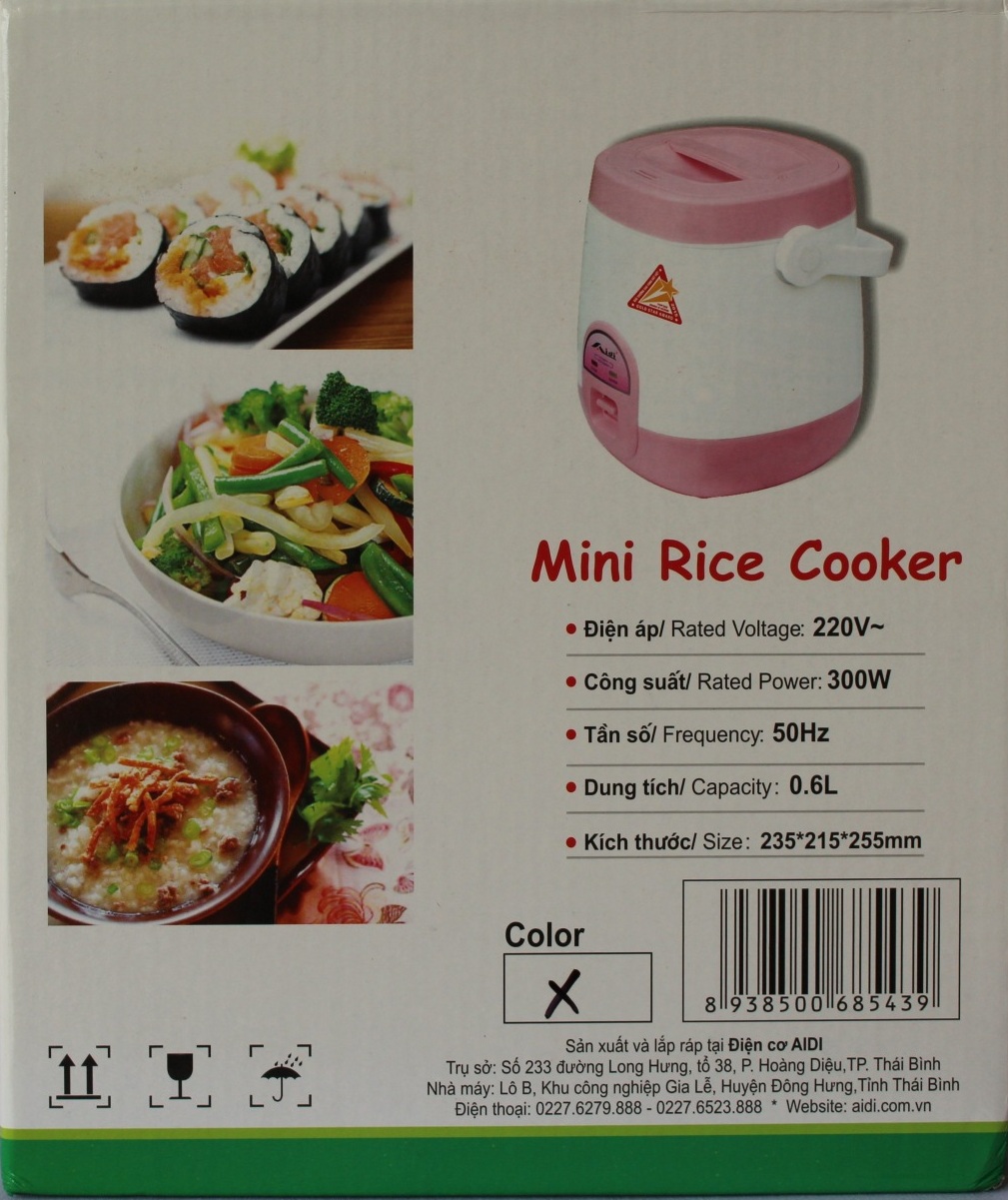 Nồi Cơm Điện Cặp Lồng Mini Thân Nhựa Aidi MR-SM 88N  - Màu Ngẫu Nhiên - Chính Hãng