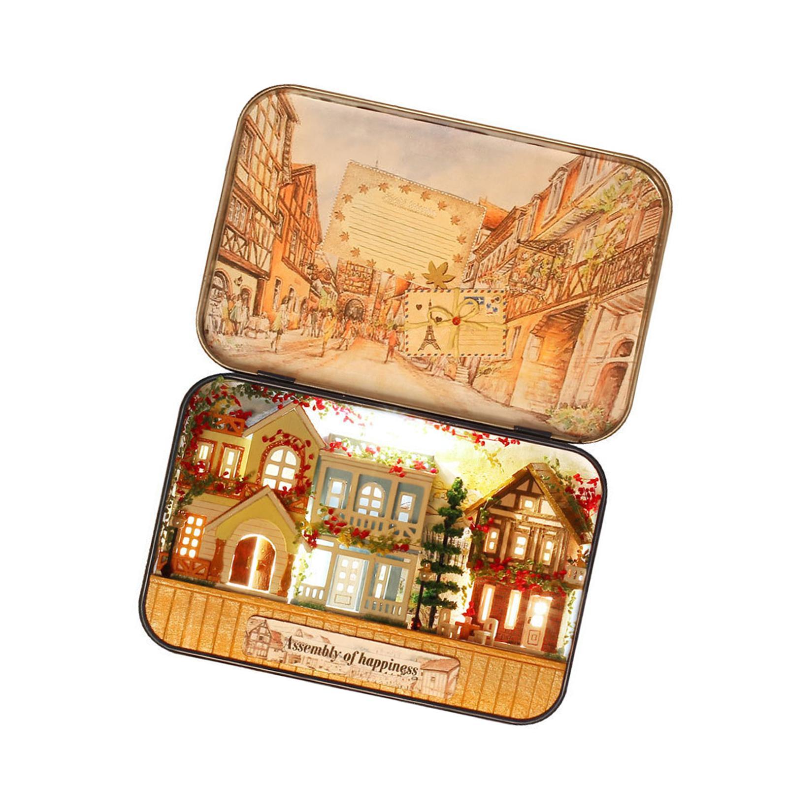 Wooden Dollhouse House Kit with Lights DIY Puzzle Toys Creative Room Romantic Dollhouse Decor Accessory for Kids Women Friends Adults