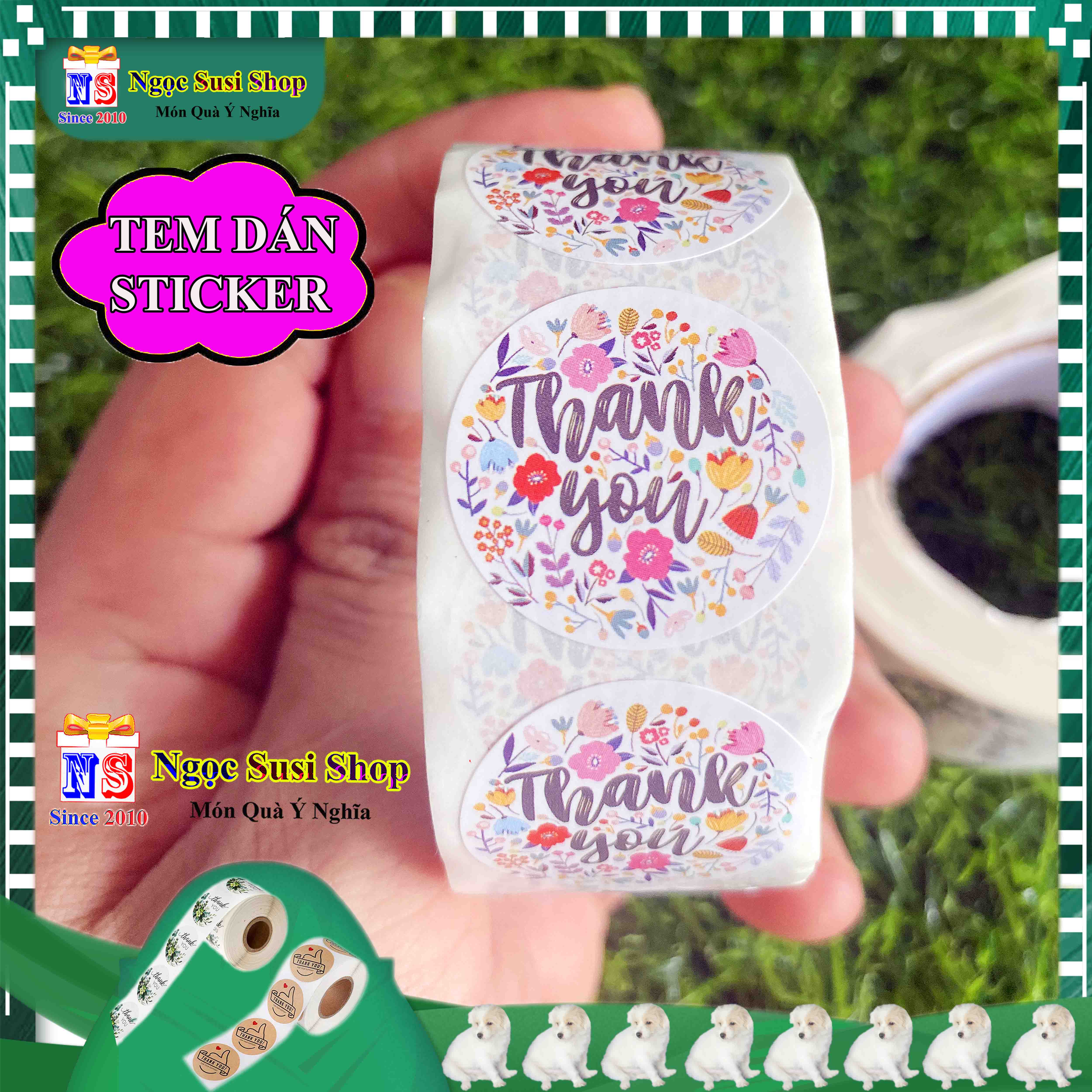 50 STICKER DECAL TEM NHÃN DÁN THANK YOU CẢM ƠN  - GIAO NGẪU NHIÊN MẪU