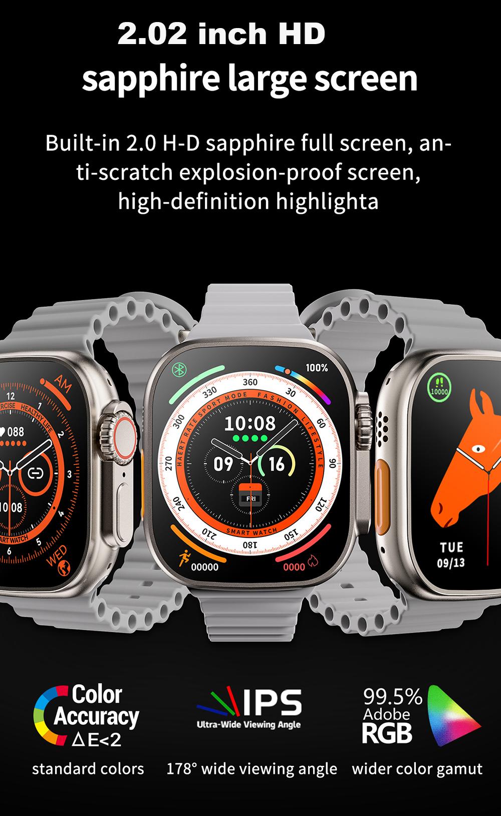 Đồng hồ thông minh mới Ultra Series 8 NFC dành cho nam giới Đồng hồ thông minh 2023 sạc không dây Bluetooth Cuộc gọi cho nam giới Vòng đeo tay thể dục dành cho nữ IOS Điện thoại Android