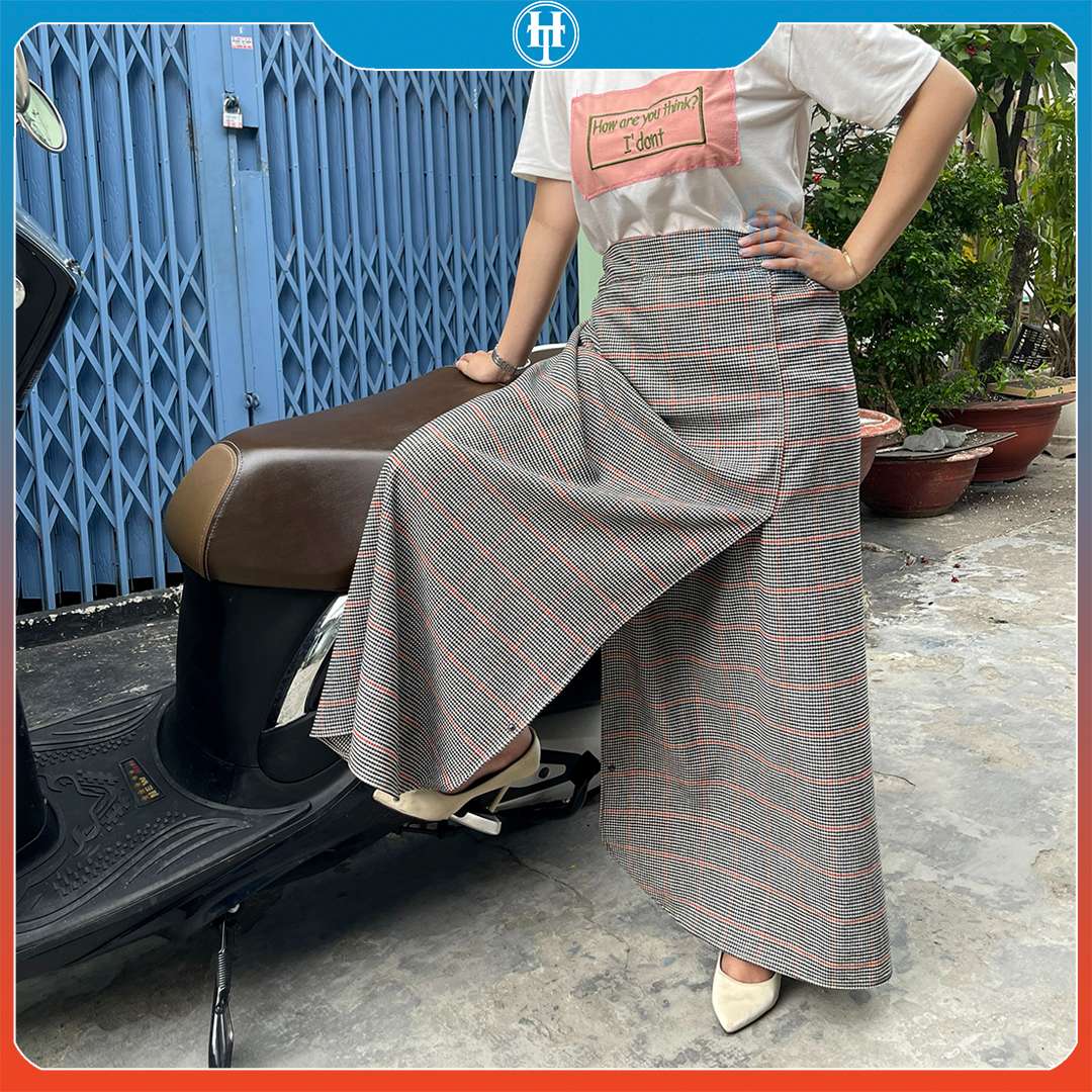 Chân váy chống nắng nữ xẻ tà có túi và nút bấm chân tiện lợi KHT38