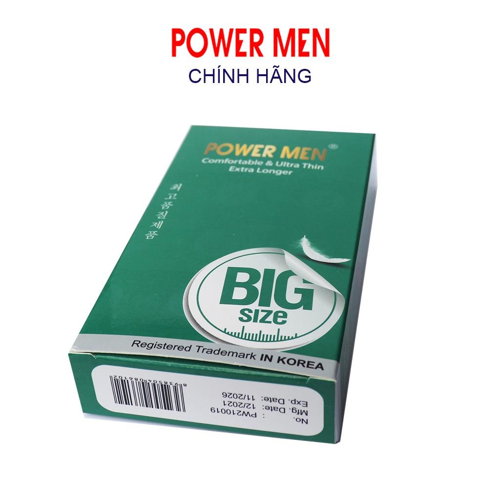 Bao cao su POWER MEN Hộp 12 bcs siêu mỏng, kéo dài thời gian, size lớn 55mm