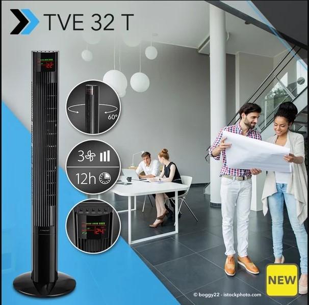 Quạt Tháp Không Cánh Trotec TVE 32T, Quạt Điều Hòa 3 Cấp Gió, Có Điều Khiển, Hẹn Giờ Tắt, Nhập Đức