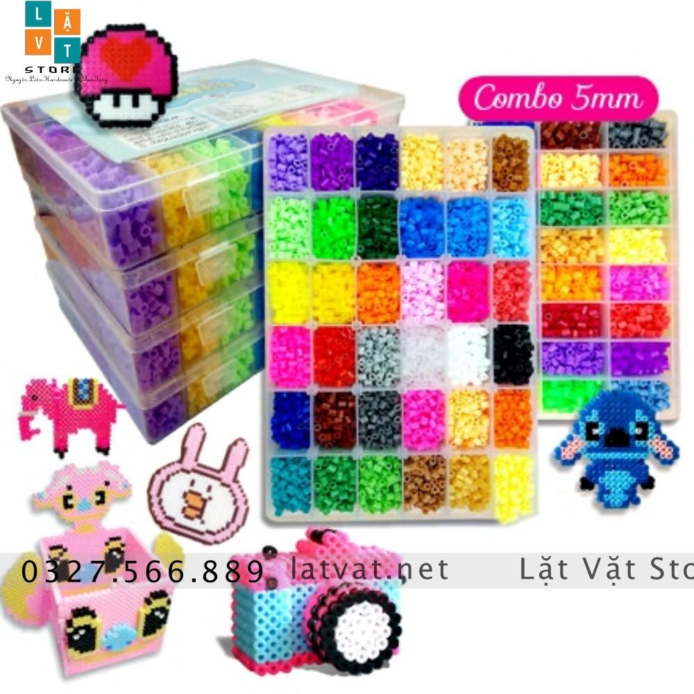 Bộ 2400 hạt nhựa gồm 24 màu và dụng cụ cơ bản, hama beads, perler bead, hạt đậu thần kì, đồ chơi trí tuệ