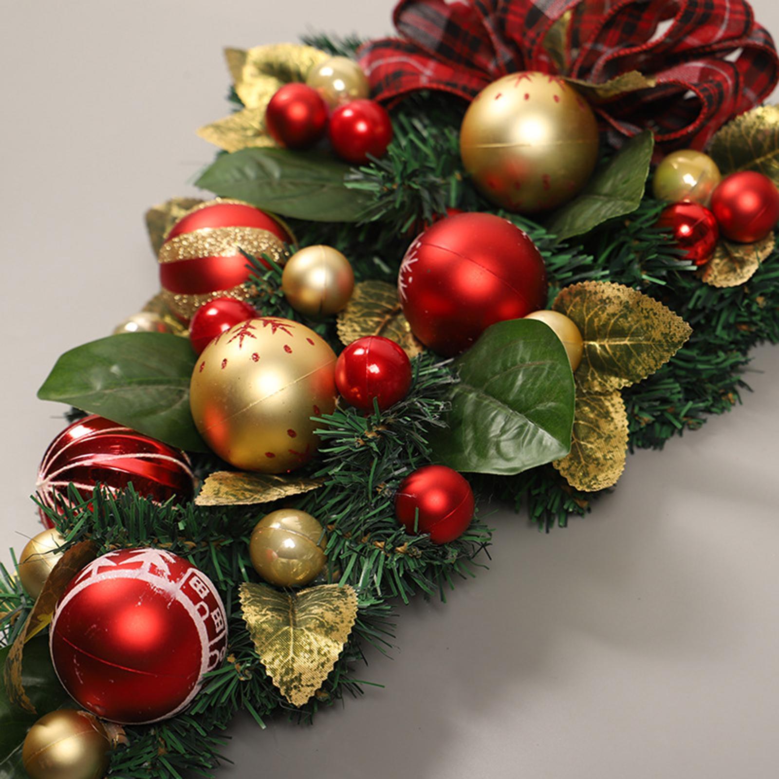 Artificial Christmas Teardrop Swag Ball Door Hanging Garland Greenery, Window Scene Photo Props Ornament, Fireplace Xmas Tree Wreath