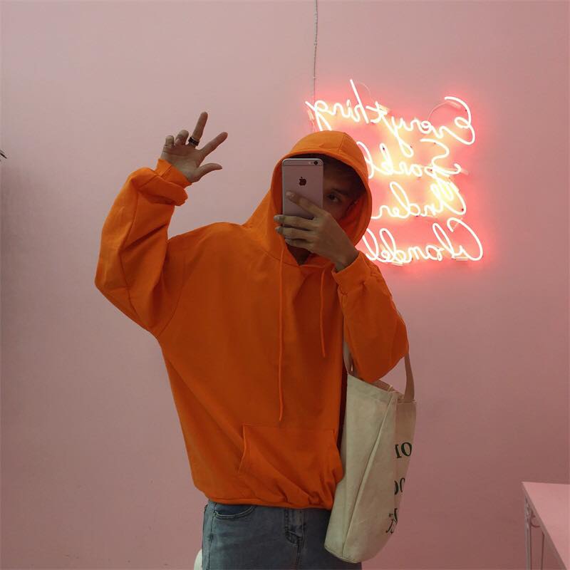 Áo Hoodie Trơn Màu Cam Cao Cấp Dáng Rộng Unisex Nam Nữ Mặc Được - MM
