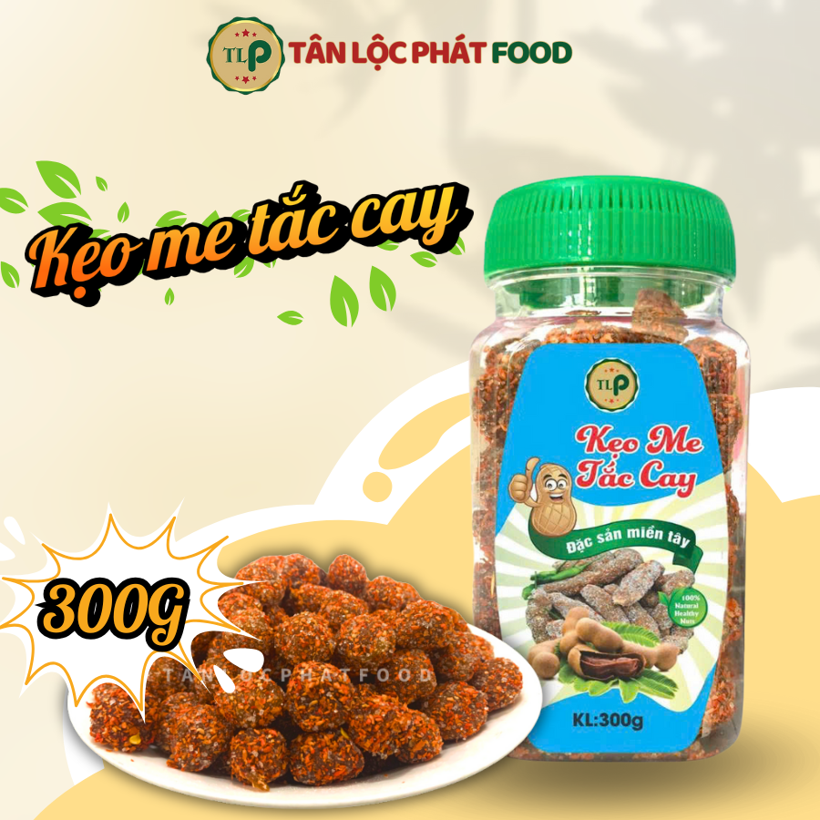 Kẹo Me Tắc Cay Tân Lộc Phát Hũ 300g Ăn Vặt Chua Cay