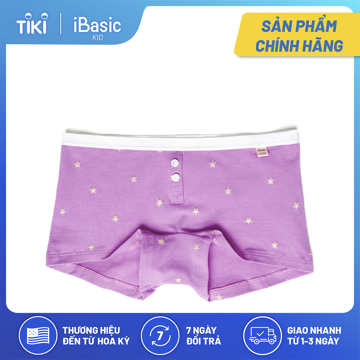 Combo 3 quần lót bé gái cotton boyshort hoạ tiết iBasic PANG014