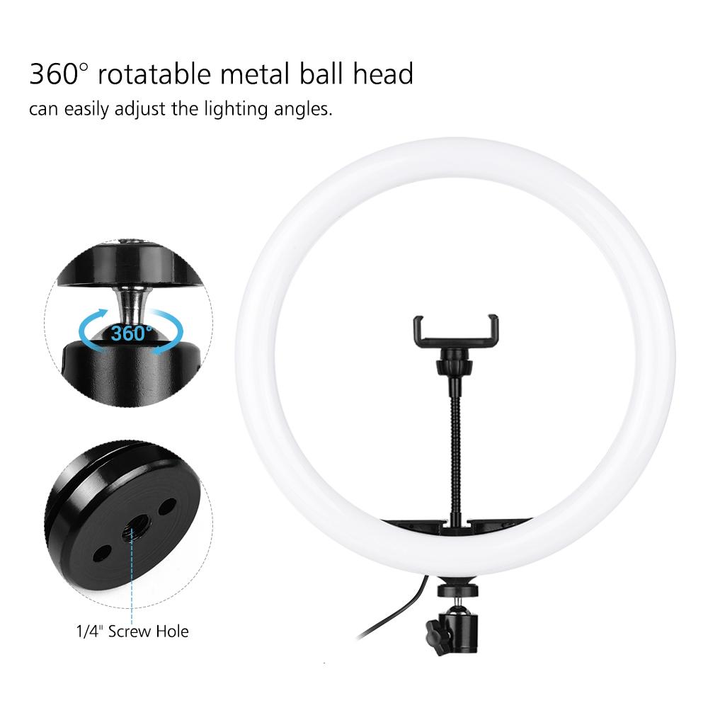 Đèn LED vòng video 30cm / 12 inch 5600-8200K 3 màu với giá đỡ kẹp điện thoại để phát trực tiếp video