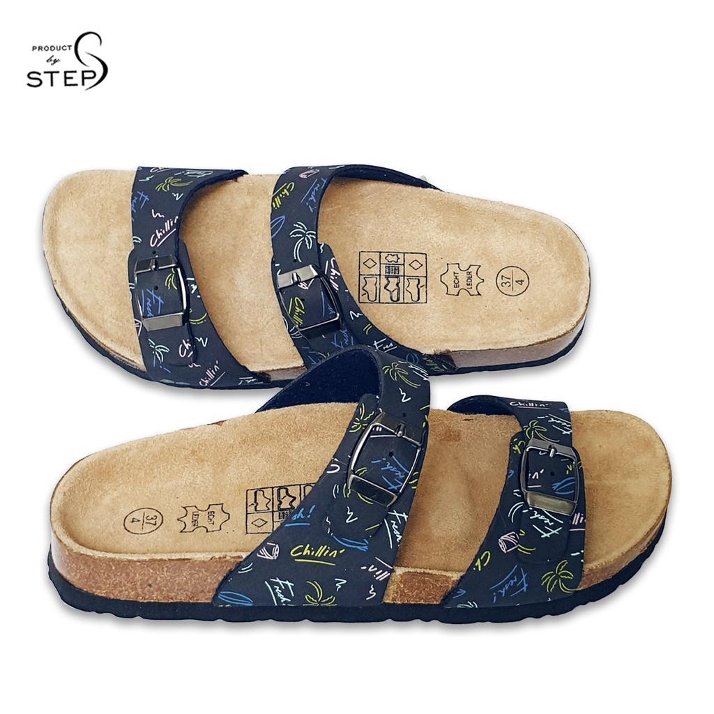 Dép đế trấu EVA in hoa văn quai đôi 2 khoá (size 35-39)