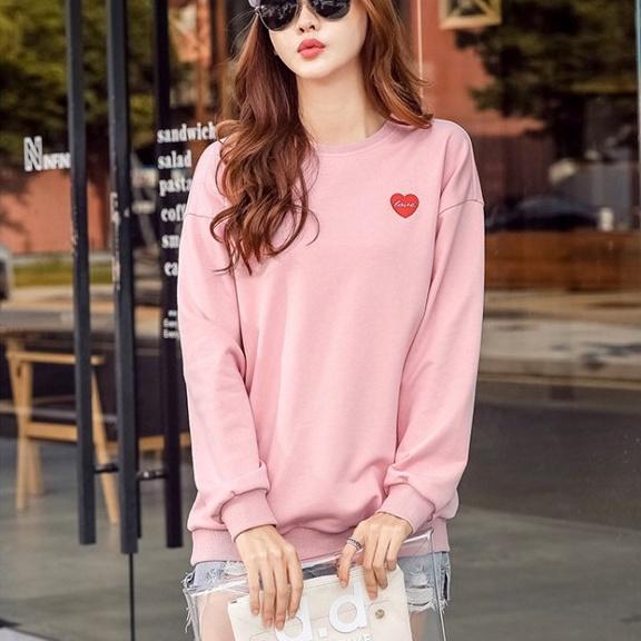 Áo Thun Sweater Nữ Vây Cá Tay Dài Bo In Logo Trái Tim Chữ LOVE Cute ATN5084 - J.A Shop