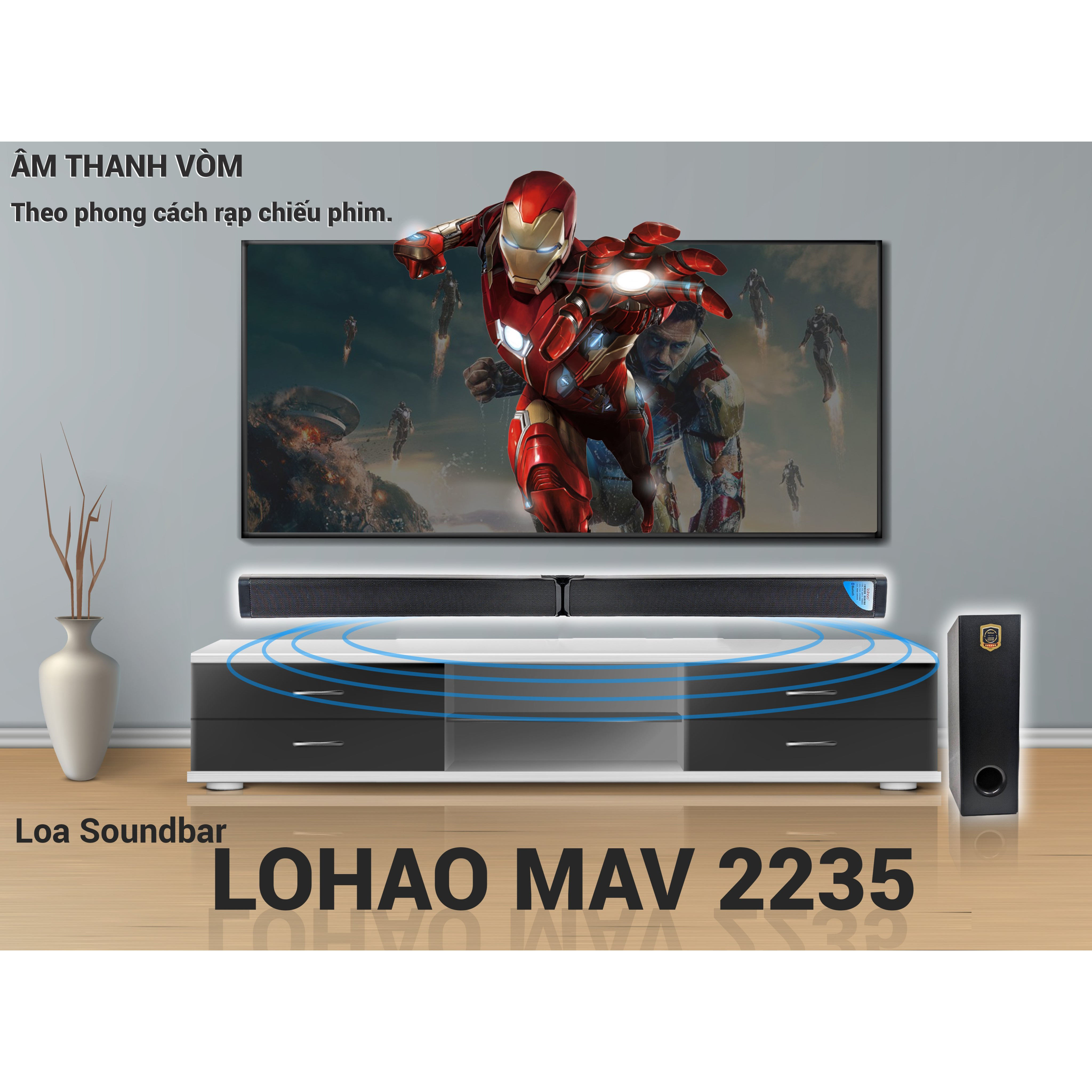 Loa soundbar 2.1 Lohao MAV 2235 kèm sub hơi 2 tấc - loa Ti vi, vi tính soundbar 2.1 stereo âm thanh vòm 3D - Kết nối Bluetooth 5.0, kèm remote - 2 loa vệ tinh kèm sub hơi 2 tấc - Tổng công suất 260W - Có thể lắp ghép thành 1 loa dài - Hàng nhập khẩu