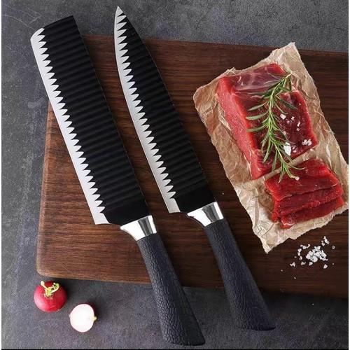 Bộ 2 dao thép không rỉ gợn sóng chống dính siêu bén (chuyên thái, lọc thịt, gọt hoa quả)