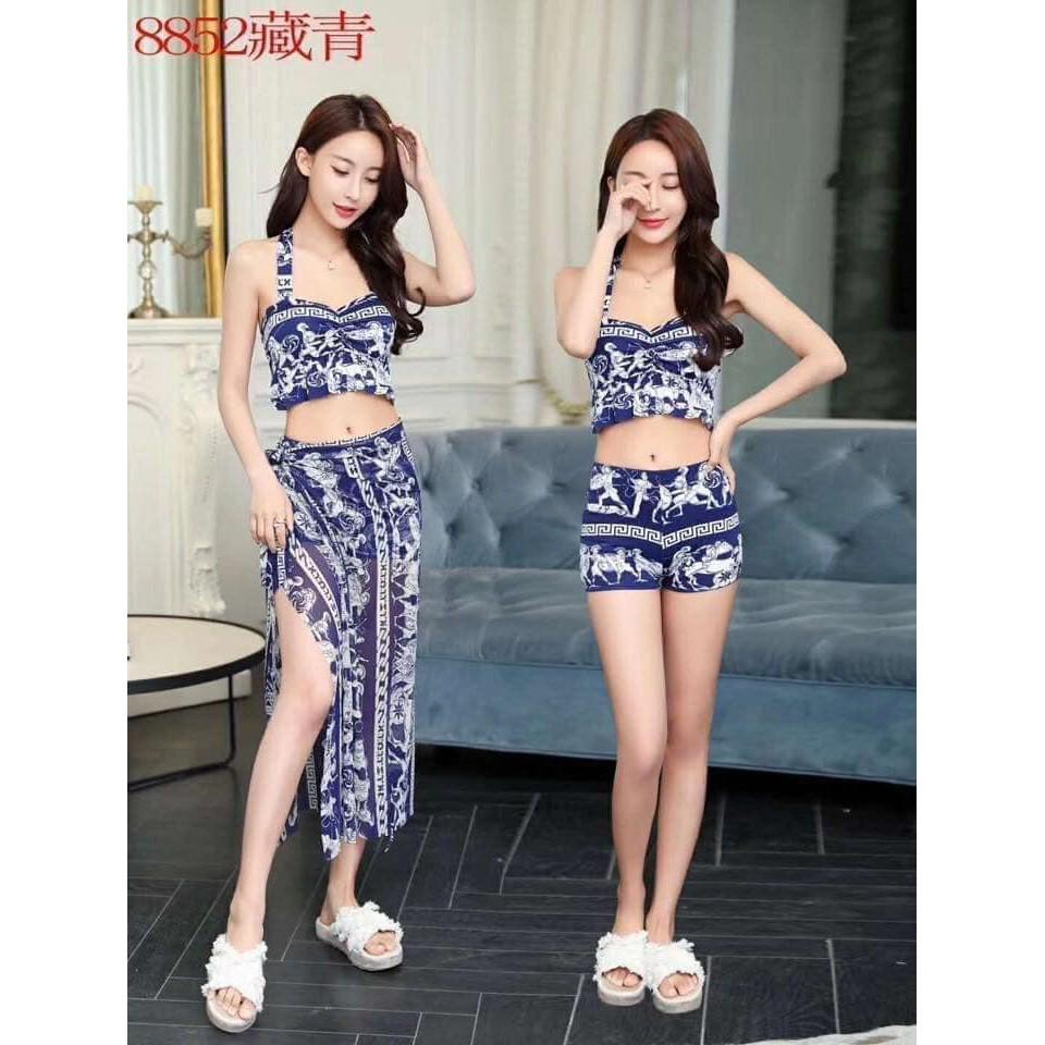 Bộ bơi cao cấp 3 chi tiết hoa văn thổ cẩm sexy