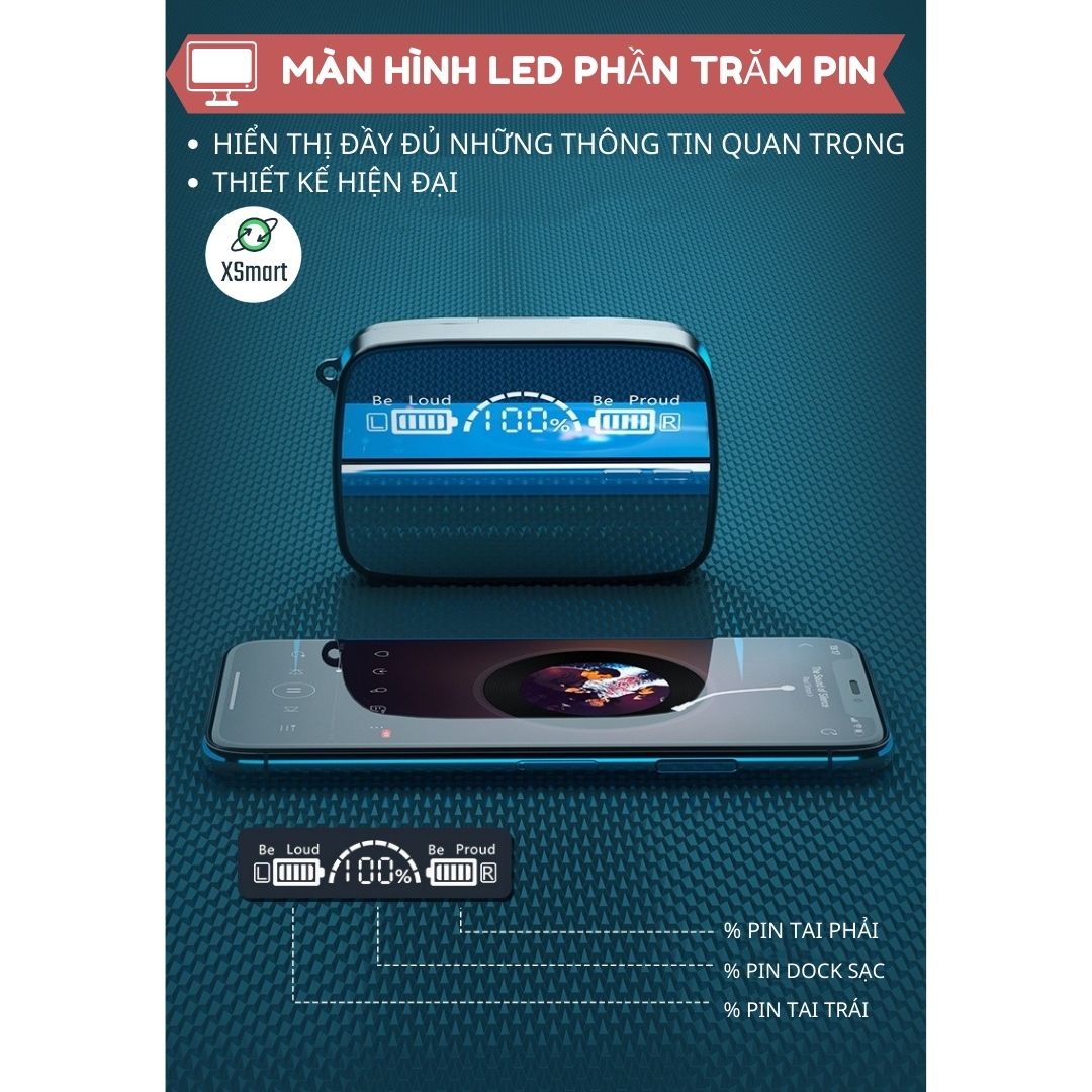 Tai Nghe Bluetooth Không Dây XSmart Thế Hệ Mới Extra Bass M9 Pro Giải Trí EDM, REMIX Cực Đã Pin Siêu Trâu Dock Sạc Có Led - Hàng Chính Hãng