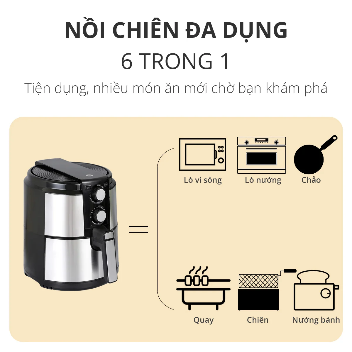 Nồi chiên không dầu vỏ kim loại Mishio MK220 5L - Hàng chính hãng