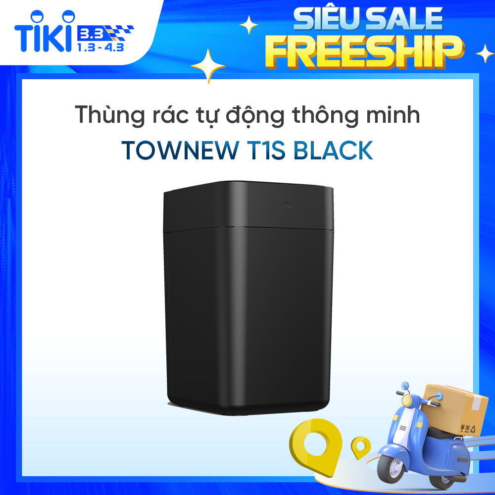 Thùng rác thông minh TOWNEW T1S ( Black )_Tự động hàn túi rác - Hàng Chính Hãng