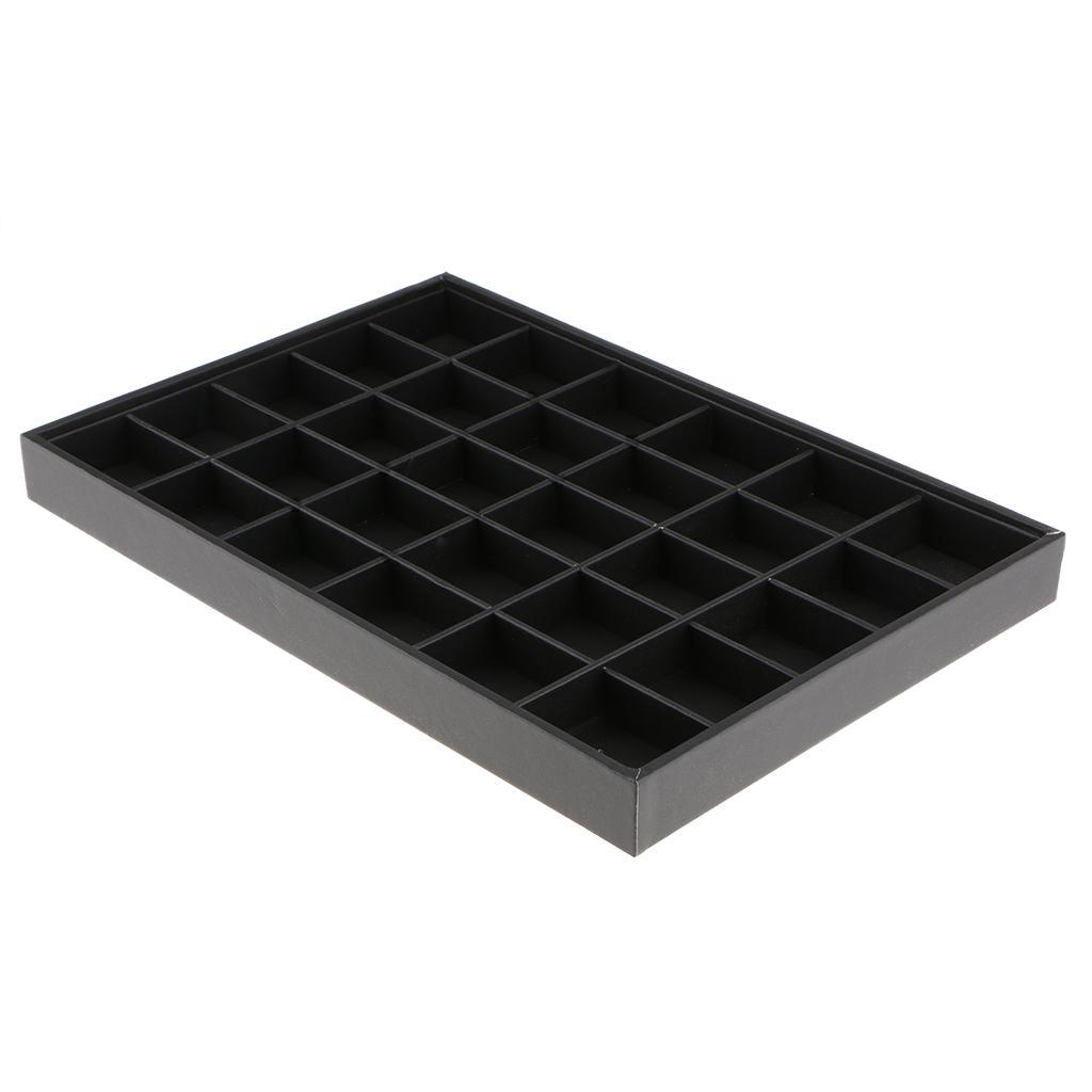 2pcs PU Leather Stackable Jewelry Tray Showcase Display Organizer 30 Slots