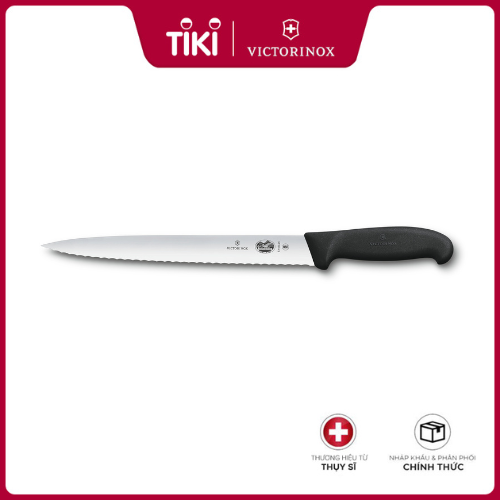 Dụng cụ làm bếp Victorinox 5.4433.25 cán đen, lưỡi răng cưa dài 25cm