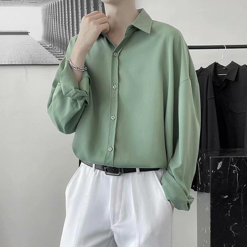 Áo Sơ Mi Tay Dài Màu Trơn Phong Cách Hàn Quốc Thời Trang Mùa Thu Cho Nam