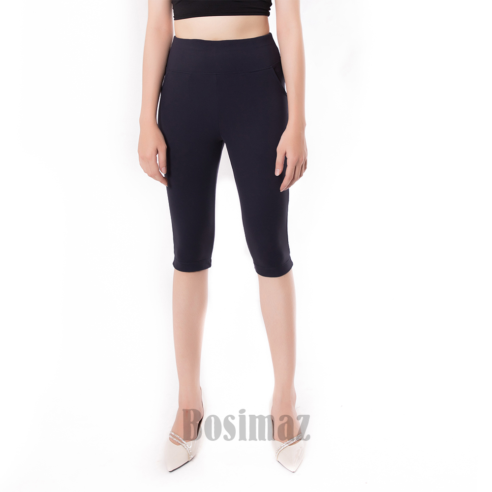 Quần Legging Ngố Bosimaz MS381 túi trước màu đen cao cấp, thun co giãn 4 chiều, vải đẹp dày, thoáng mát không xù lông.