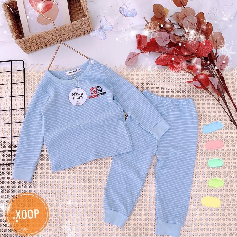 Bộ dài tay cotton xốp có cúc vai thêu minkymom cho bé