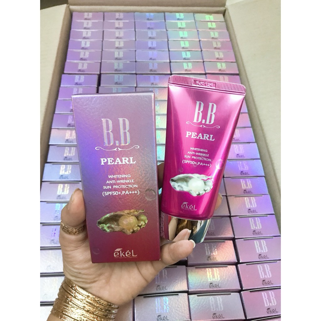 Kem nền trang điểm Ekel BB Cream Ngọc Trai chính hãng Hàn Quốc giúp  che khuyết điểm, chống lại tia cực tím cải thiện độ mịn da làm mờ nếp nhăn