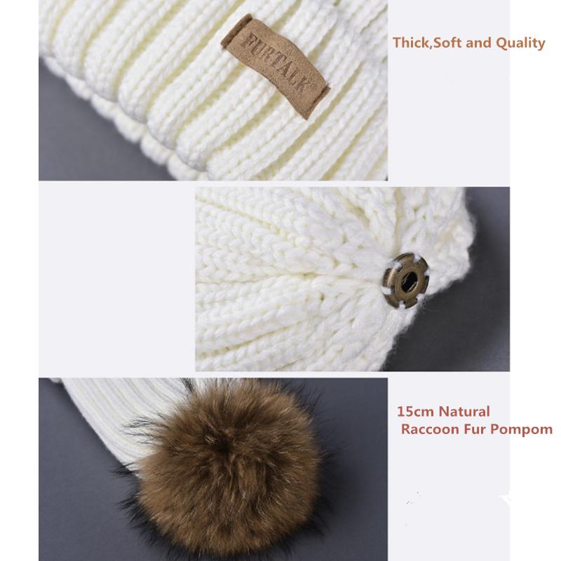 FURTALK Mùa Đông Pompom Mũ dành cho Trẻ Em Độ Tuổi Từ 1 Tuổi-10 Đan Bò mùa đông cho bé mũ cho bé lông Pom Pom nón cho bé gái và bé trai