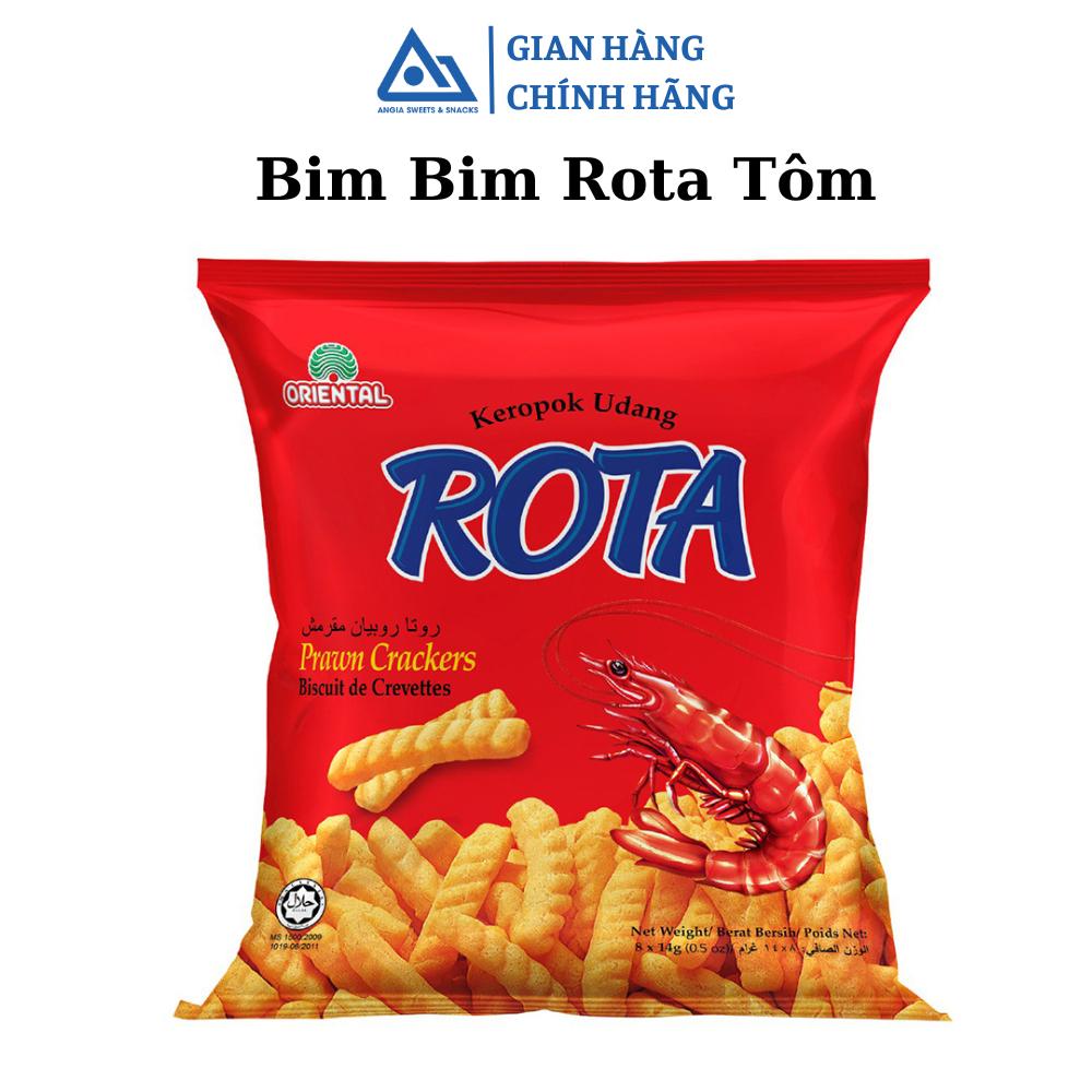 Bimbim Tôm snack ăn vặt ròn xốp Rota túi lớn 112g ( 8 Gói nhỏ * 14 g) An Gia Sweets &amp; Snacks