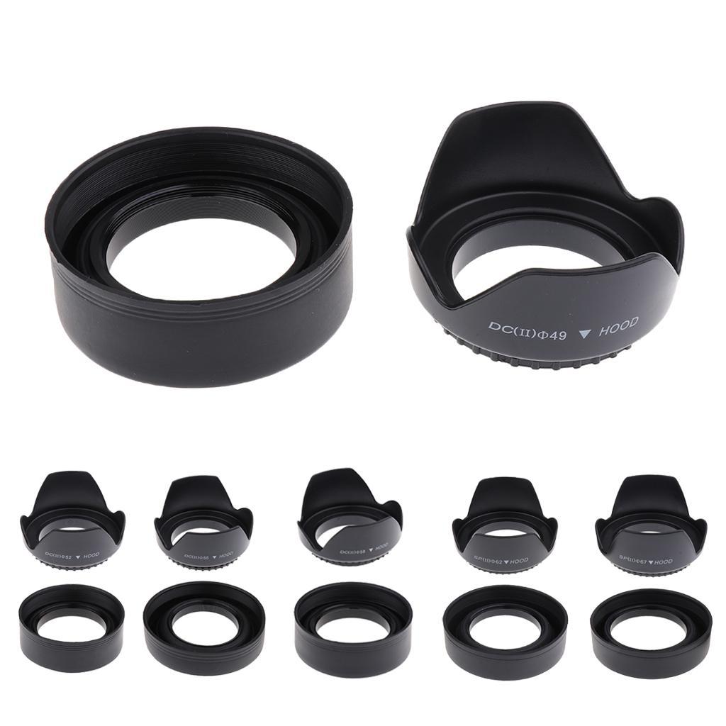 Camera Lens Hood Set ( Flower + Collapsible Rubber Lens Hood)