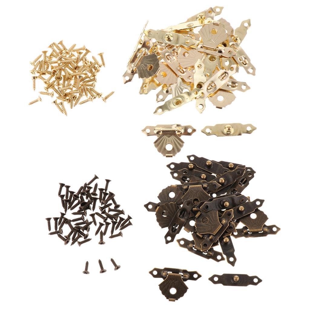 3-6pack 12pcs Wooden Box Buckle Triangle Flower Metal Hasp Latch Buckle Yellow