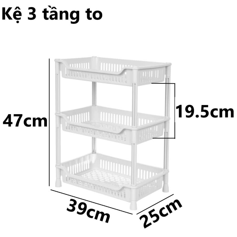 Kệ chữ nhật 3 Tầng , Kệ nhựa đựng đồ đa năng , kệ lắp ráp 3 tầng Việt Nhật 5538-5539 - Hàng chính hãng ( Giao màu ngẫu nhiên)