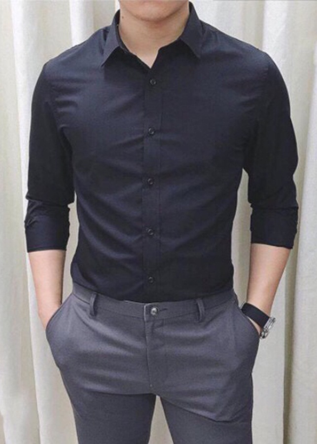 Áo Sơ Mi Nam Công Sở Hàn Quốc, Chất Liệu Cao Cấp, Thời Trang - Đen - XL