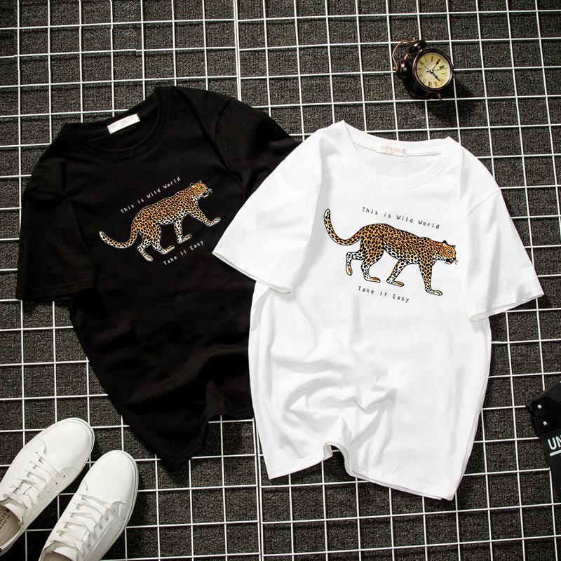Áo thun unisex form rộng báo đốm đẹp Hàn Quốc vải dày mịn 2019T2073