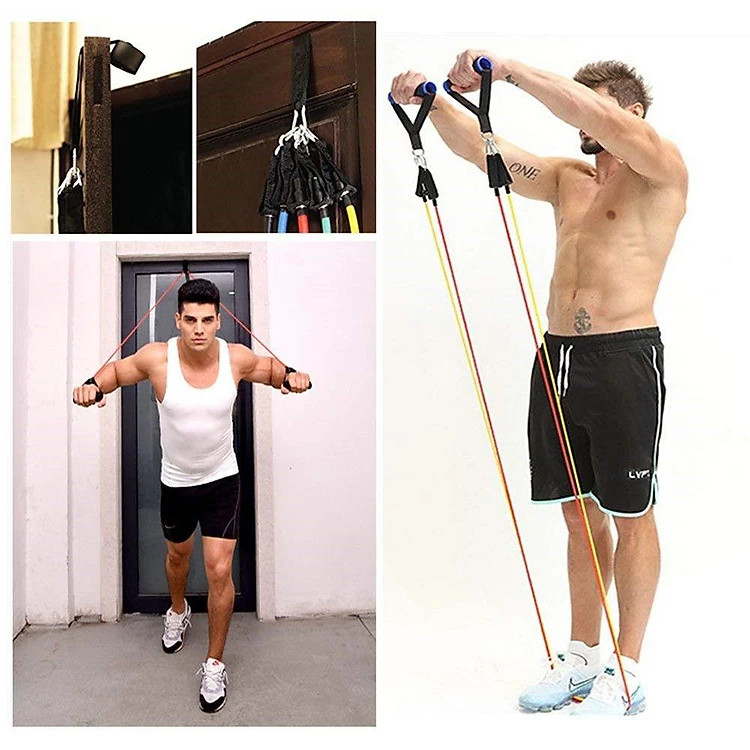 Bộ dụng cụ dây cao su đàn hồi tập thể thao, tập gym tại nhà tiện dụng (tặng túi đựng dây rút) - Hàng chính hãng
