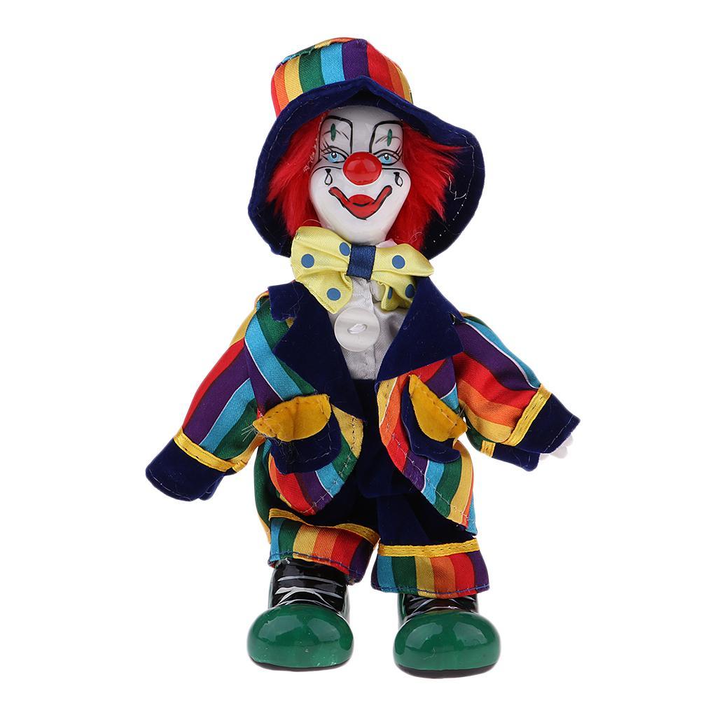 2x Interesting Harlequin Clown Doll With Porcelain Head Hands And Feet 7inch