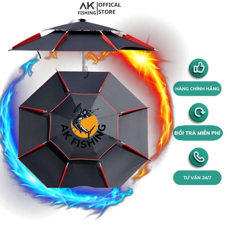 Ô câu cá Dù câu cá 2 tầng che nắng che mưa ô 2m2, ô 2m4 ô câu cá 2 tầng màu xanh đen cao cấp chất lượng giá rẻ
