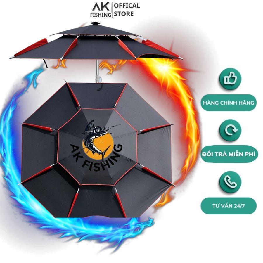 Ô câu cá Dù câu cá 2 tầng che nắng che mưa ô 2m2,  ô 2m4 ô câu cá 2 tầng màu xanh đen cao cấp chất lượng giá rẻ