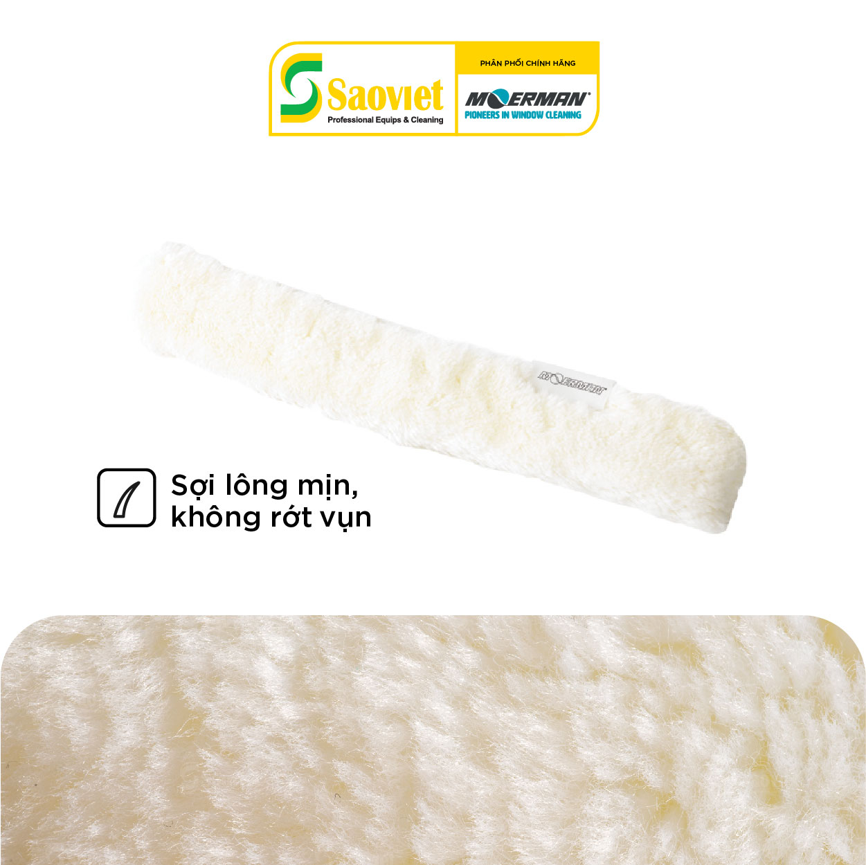 Dụng cụ lau kính Moerman dòng Mono T-bar 35cm/45cm kèm bông lau microfiber cao cấp |SAOVIETCO| SKU 17778/17779/17702/17703