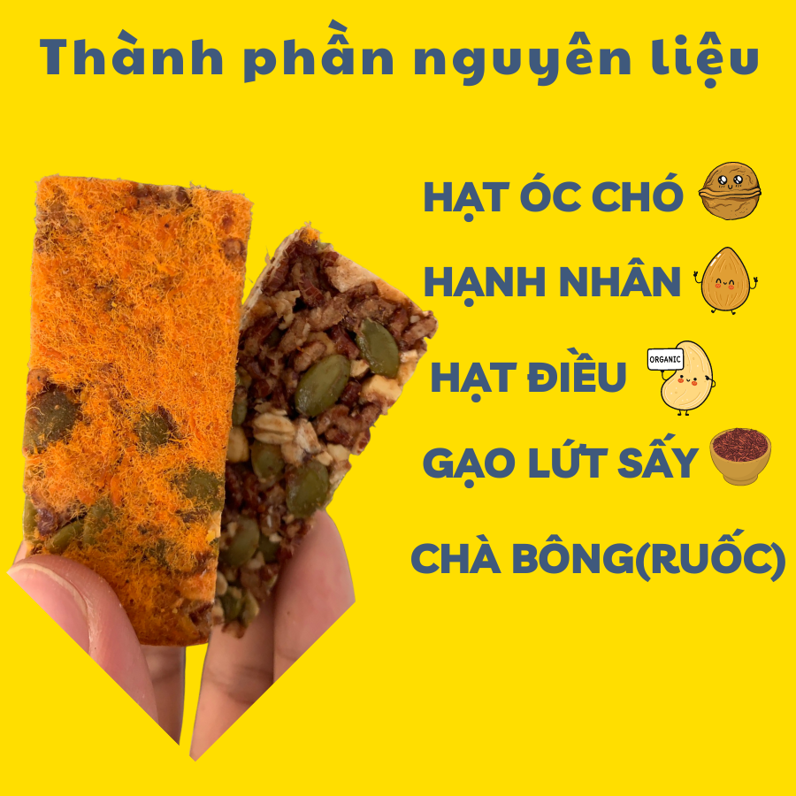 [1 Hộp 12 thanh] Bánh Gạo Lứt Dinh Dưỡng Vị Chà Bông Chính Hãng Pichi (240gr)